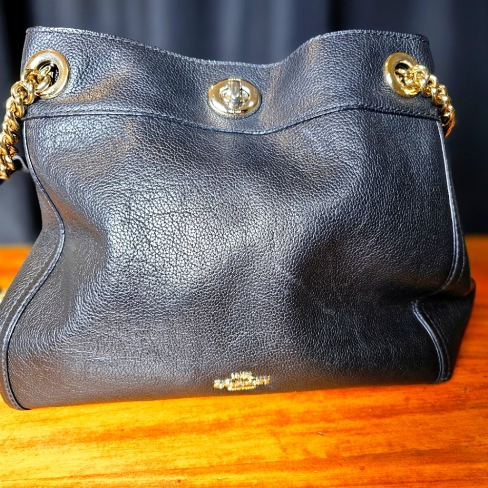 Coach Black Leather Purse Size 15 in wide and 11 in tall